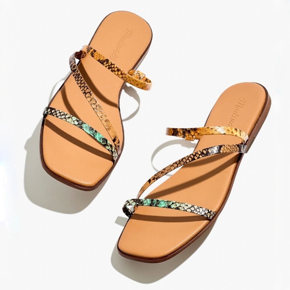Madewell Lyra Slide Sandal in Snake Embossed Leather: Ripened Melon Multi